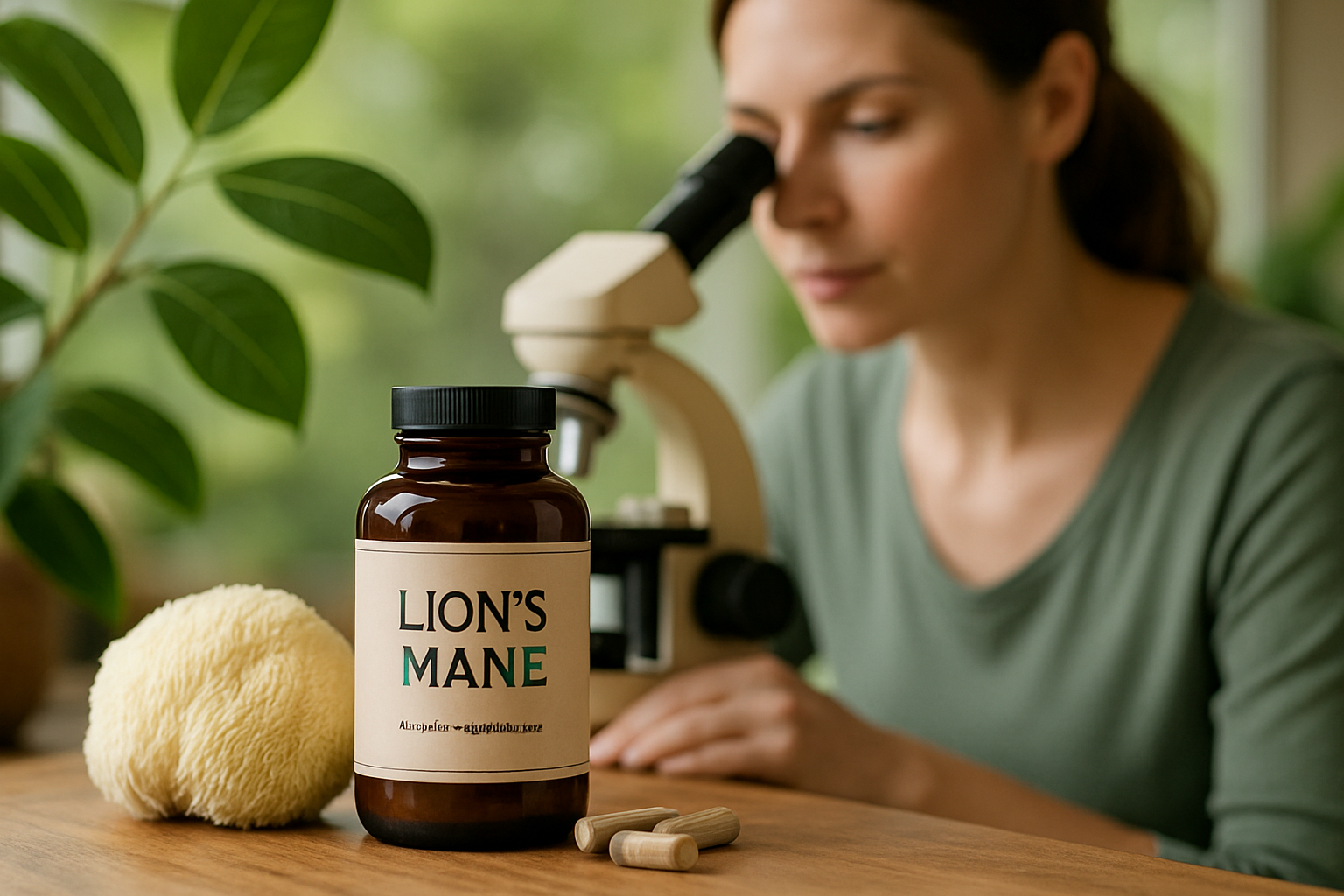 Löwenmähne Pilz (Hericium erinaceus) mit charakteristischen weißen Stacheln, bekannt für gehirnfördernde Eigenschaften
